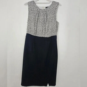 Talbots polka dot blouson pencil sheath‎ dress faux wrap size 6